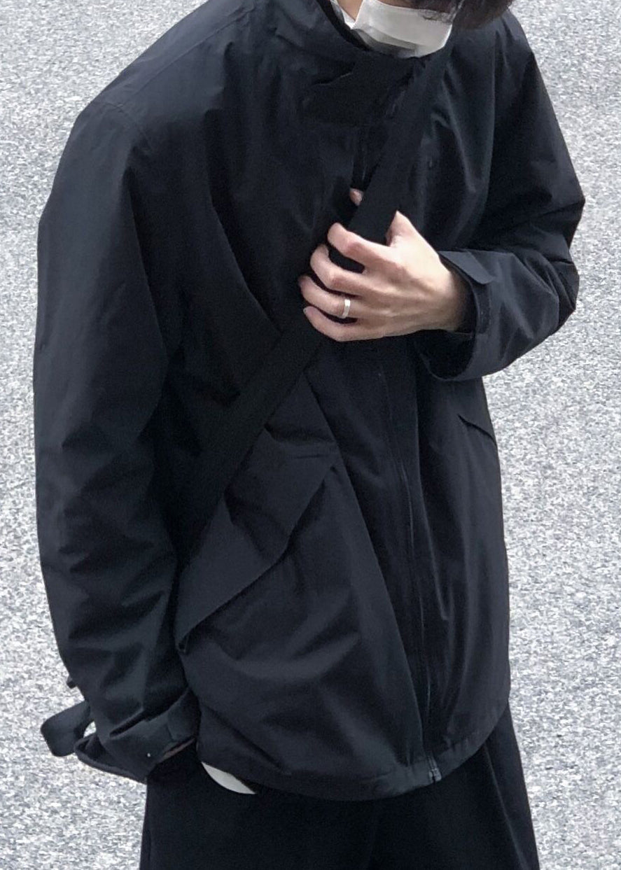 Up Coat Solid Men Zip Spring Simple Cotton Collar Stand Black