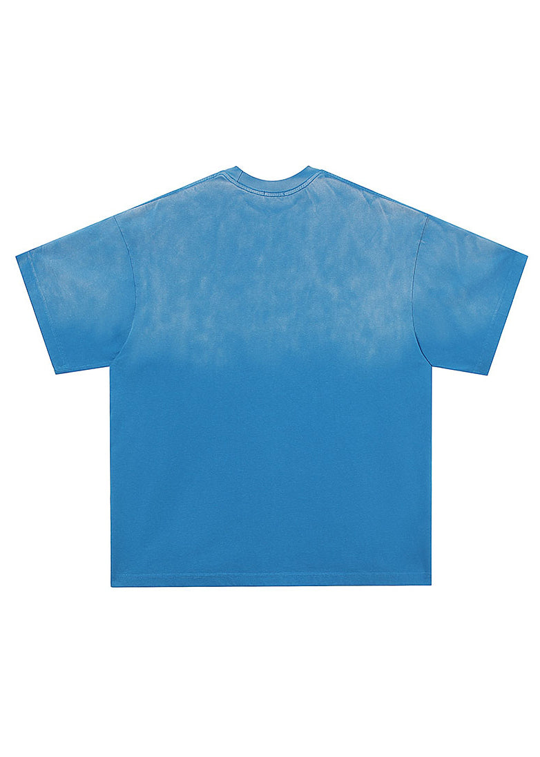 Simple Blue Embroideried Solid Cotton Mens Neutral T Shirts Summer LK051