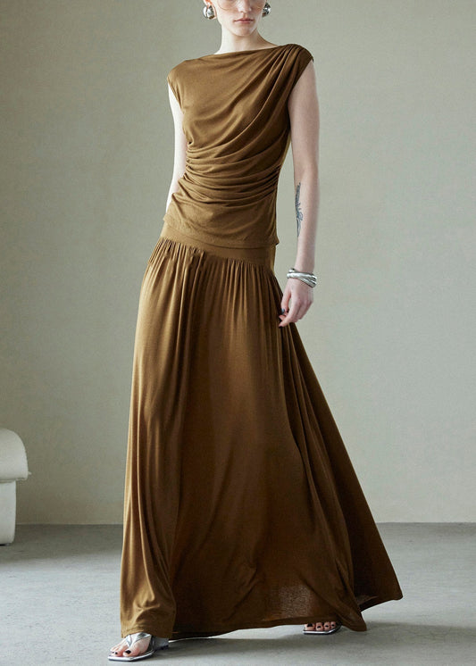 Cotton Design Wrinkled Pieces Brown Simple Set Original Two