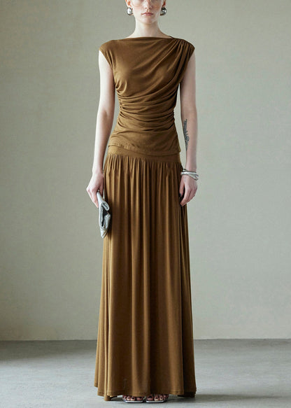 Cotton Design Wrinkled Pieces Brown Simple Set Original Two