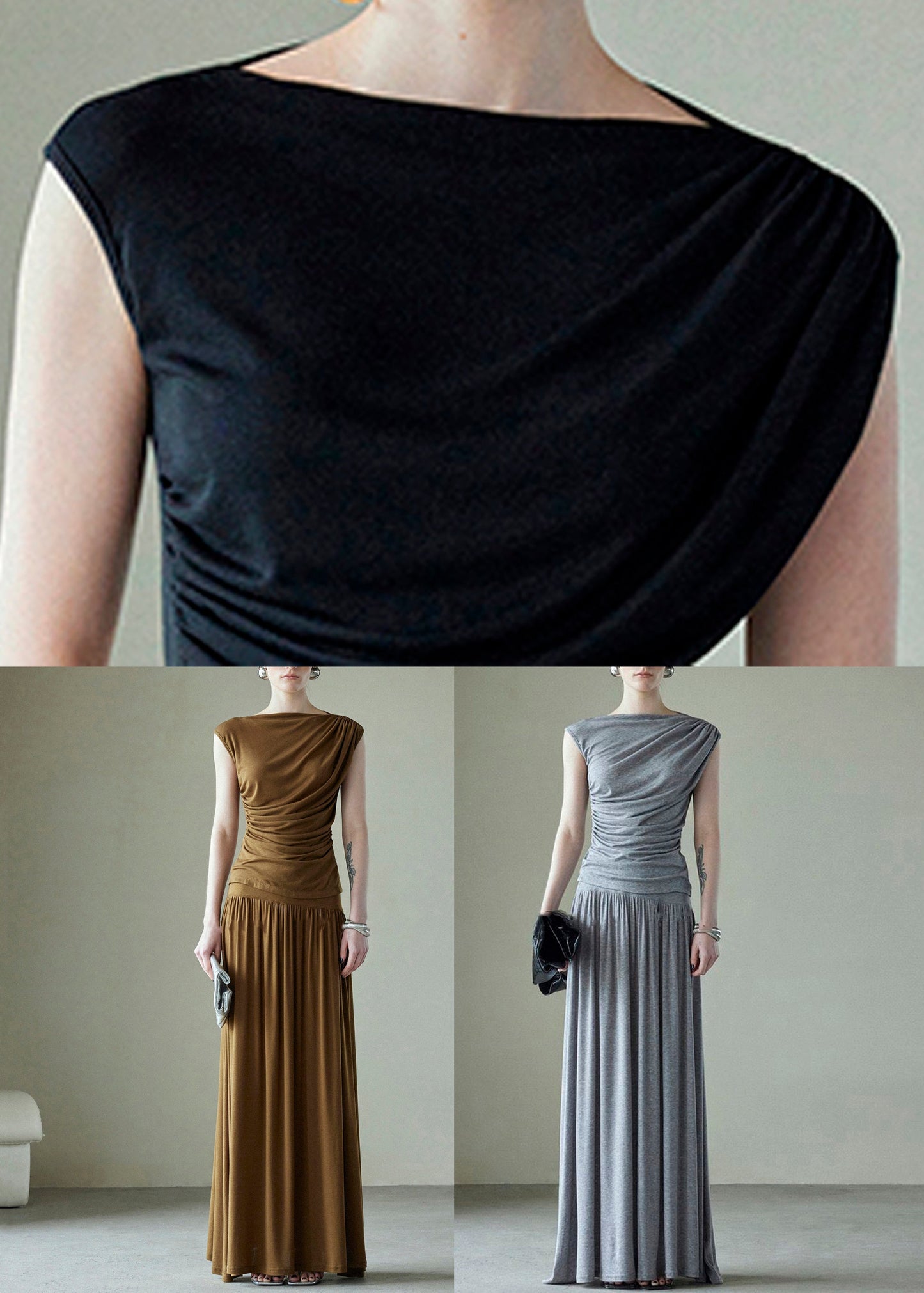 Cotton Design Wrinkled Pieces Brown Simple Set Original Two