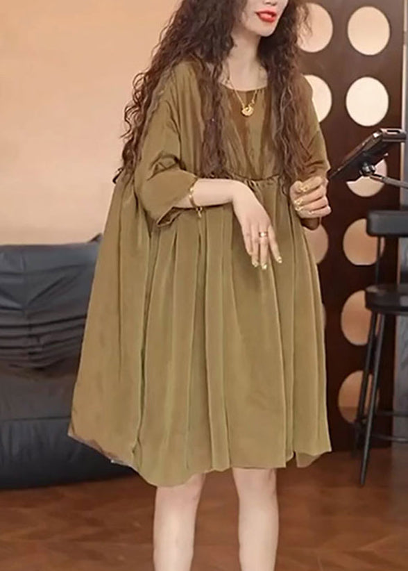 Dress Oversized Day Brown Simple Chiffon Summer