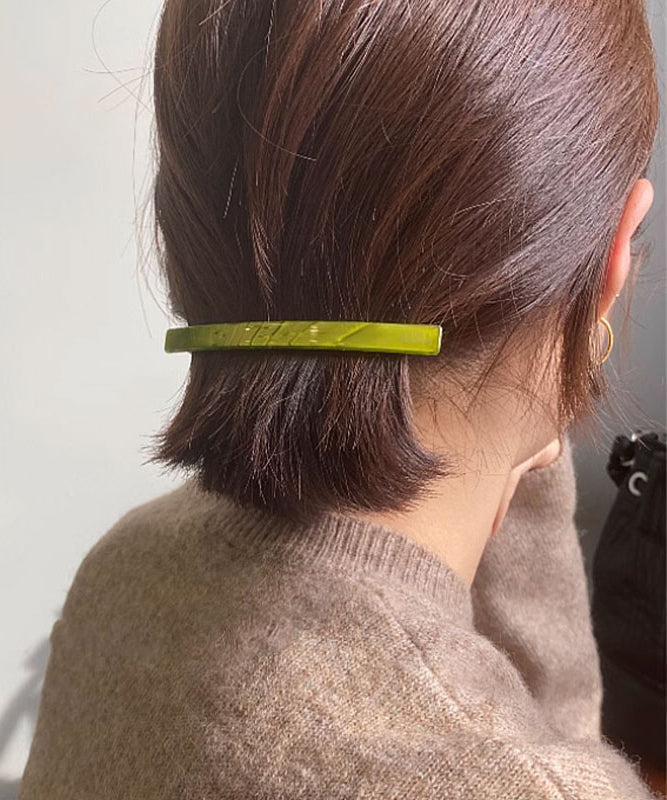 Green Chic Hairpin Metal Barrettes Simple Resin