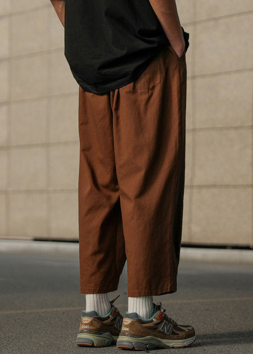 Chocolate Pants Crop Mens Waist Cotton Elastic Solid Simple