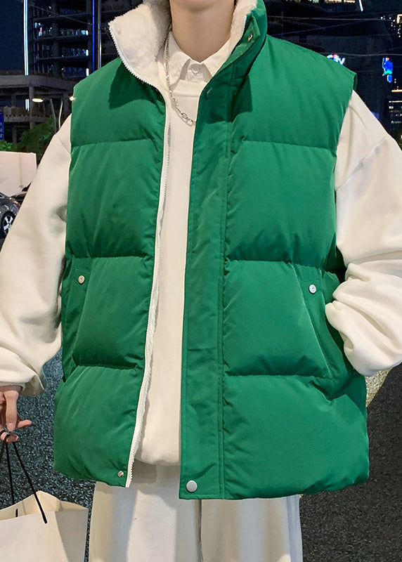 Simple Coffee Hooded Zippered Warm Fleece Mens Waistcoat Winter RN015