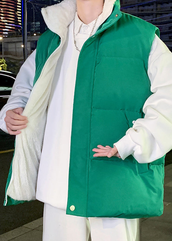 Simple Coffee Hooded Zippered Warm Fleece Mens Waistcoat Winter RN015