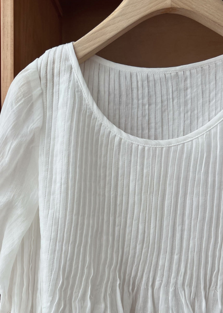 Neck Sleeve Coffee Shirt Simple Linen Wrinkled O Half