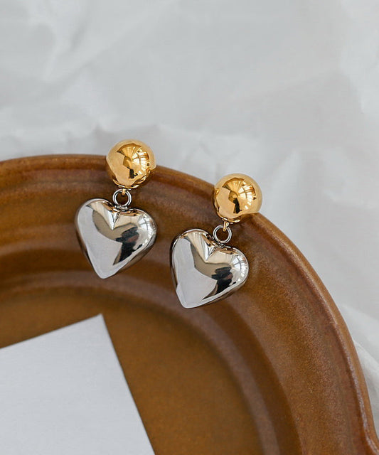 Earrings Colorblock Love Simple Copper Stud Overgild