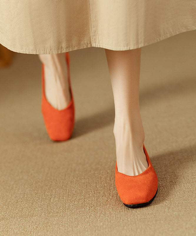 Simple Comfortable Flats Penny Loafers Orange Suede QK033