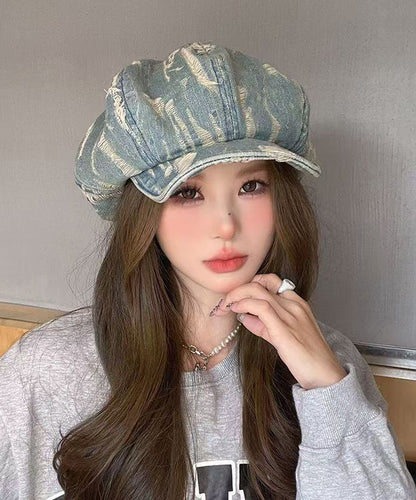 Ripped Fashion Simple Breton Vintage Blue Striped Hat