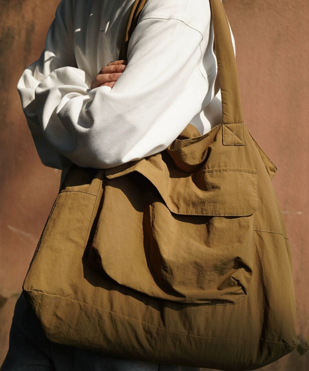 Capacity Grayish Green Simple Satchel Handbag Large Bag