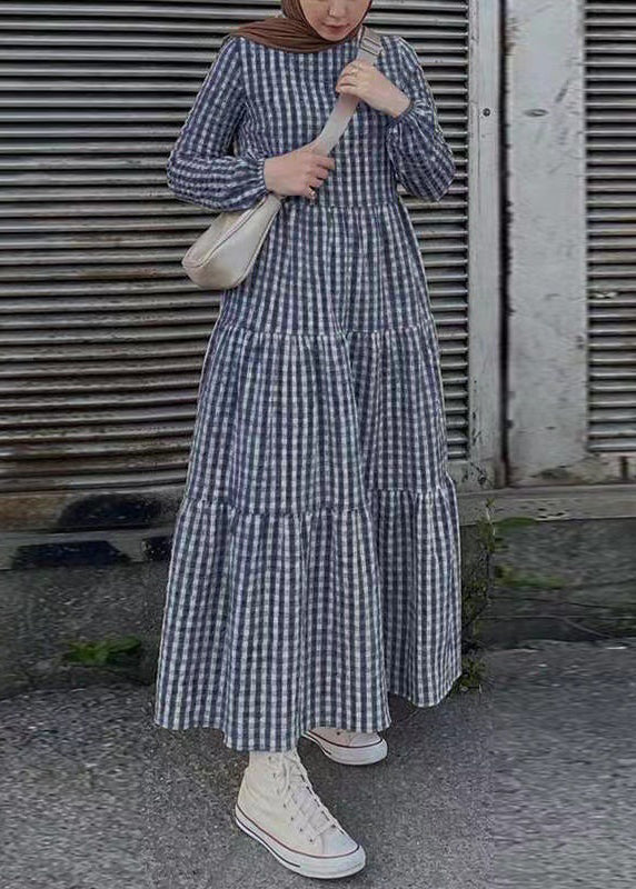 Green Spring Maxi Cotton Simple Dresses Plaid