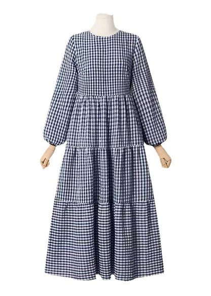 Green Spring Maxi Cotton Simple Dresses Plaid