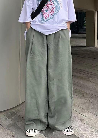 Pants Wide Simple Mens Cotton Green Solid Leg