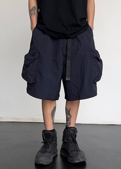 Men Solid Cotton Pockets Grey Simple Drawstring Shorts Summer