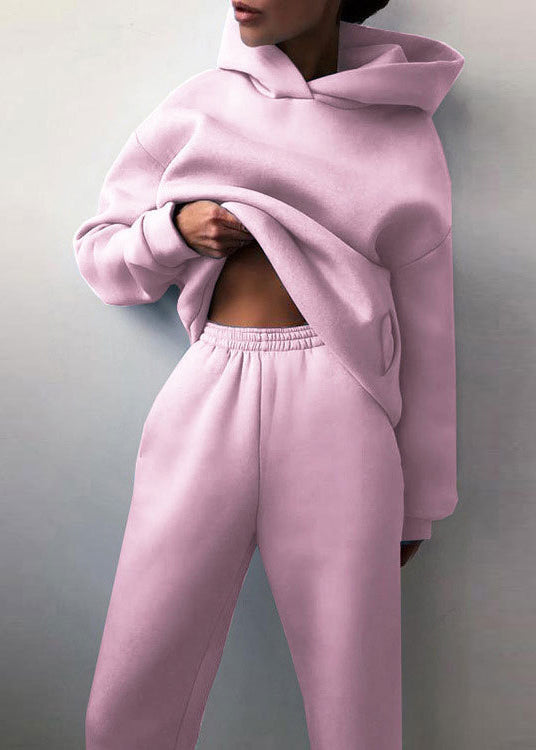 Two Waist Khaki Cotton Spring Hooded Elastic Set Simple Piece