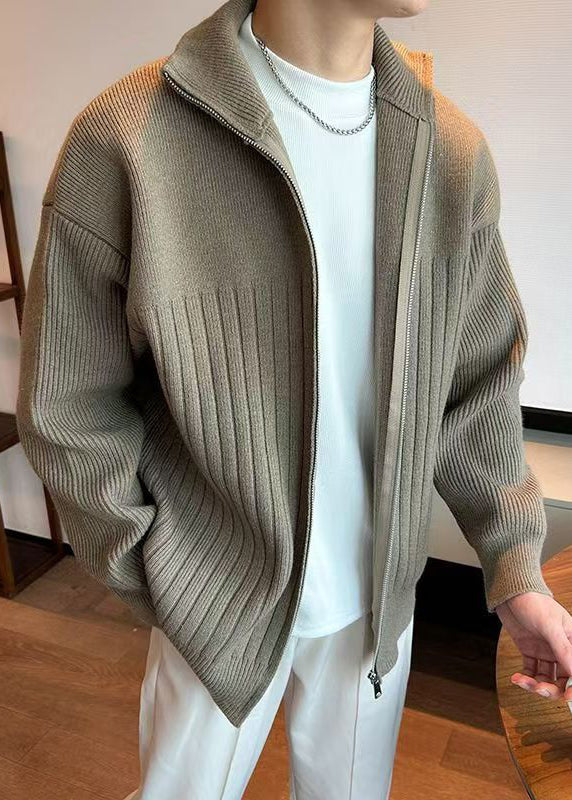 Khaki Up Coats Cozy Knit Mens Spring Zip Simple