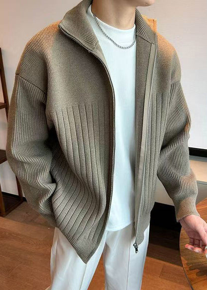 Khaki Up Coats Cozy Knit Mens Spring Zip Simple
