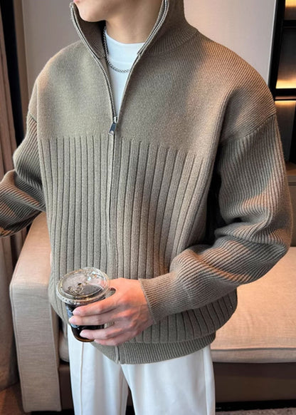 Khaki Up Coats Cozy Knit Mens Spring Zip Simple