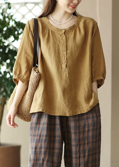 Bracelet Cotton Shirts Simple Neck Red Sleeve Button O