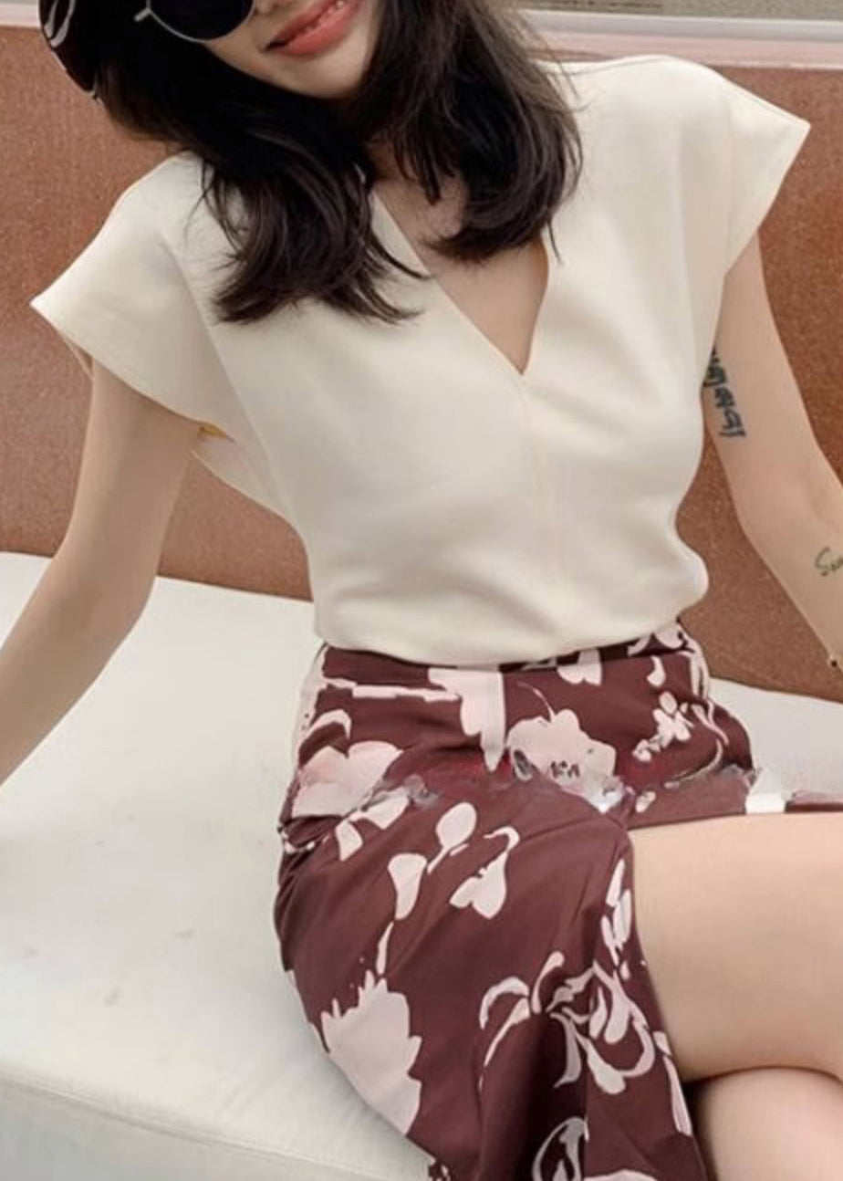 Neck Summer T V Shirts Cotton Rose Solid Simple