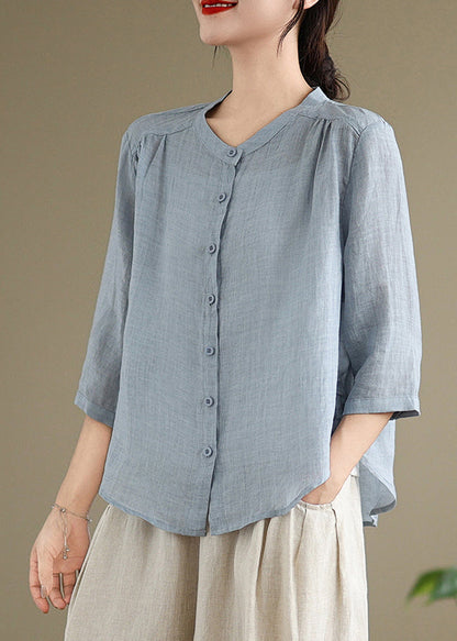 Simple Linen Outfits Blue Oversized Summer Two Sea Set Piece