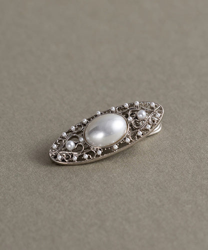 Simple Silk Alloy Pearl Hollow Out Hairpin QJ045