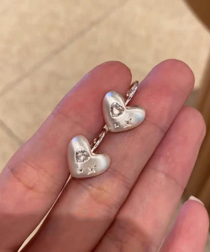 Drop Zircon Earrings Silk Simple Love Copper Alloy