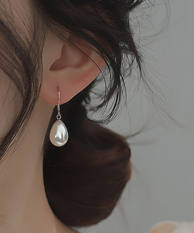 Silk Pearl Earrings Simple Silver Drop Sterling