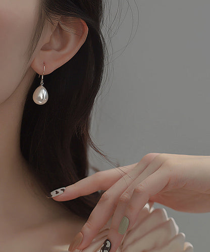 Silk Pearl Earrings Simple Silver Drop Sterling