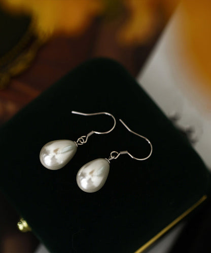 Silk Pearl Earrings Simple Silver Drop Sterling