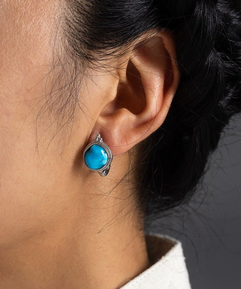 Stud Earrings Silk Turquoise Silver Simple Sterling