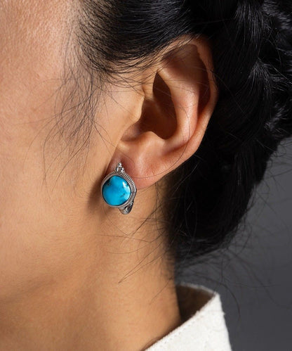 Stud Earrings Silk Turquoise Silver Simple Sterling