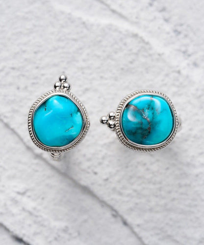 Stud Earrings Silk Turquoise Silver Simple Sterling