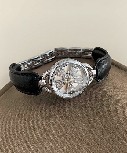 Simple Crystal Hardlex Zircon Leather White Watches