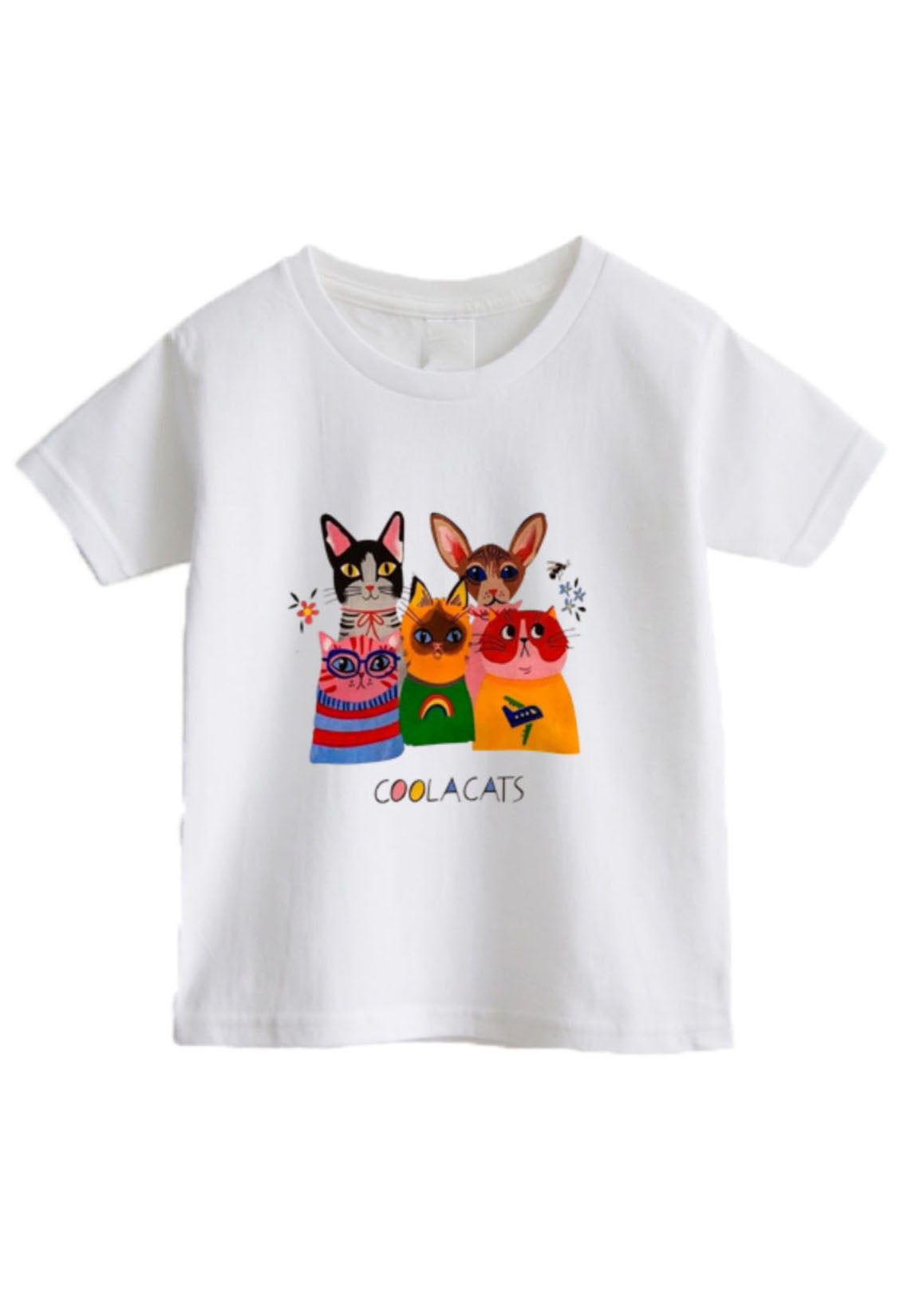 Simple White O-Neck Print Kids T Shirts Short Sleeve SS1002