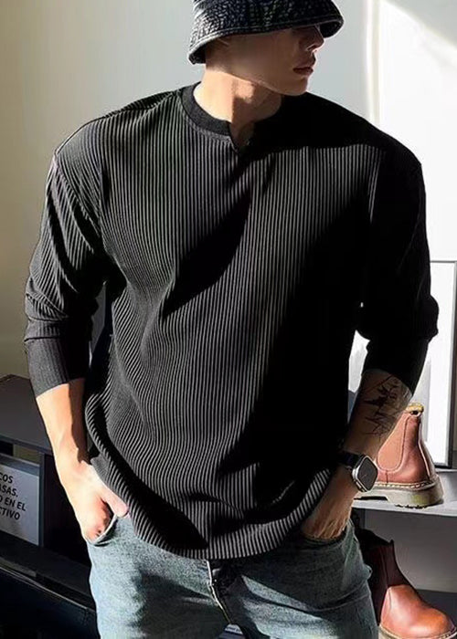 Spring Shirt Cotton V Neck T Solid Men Simple White