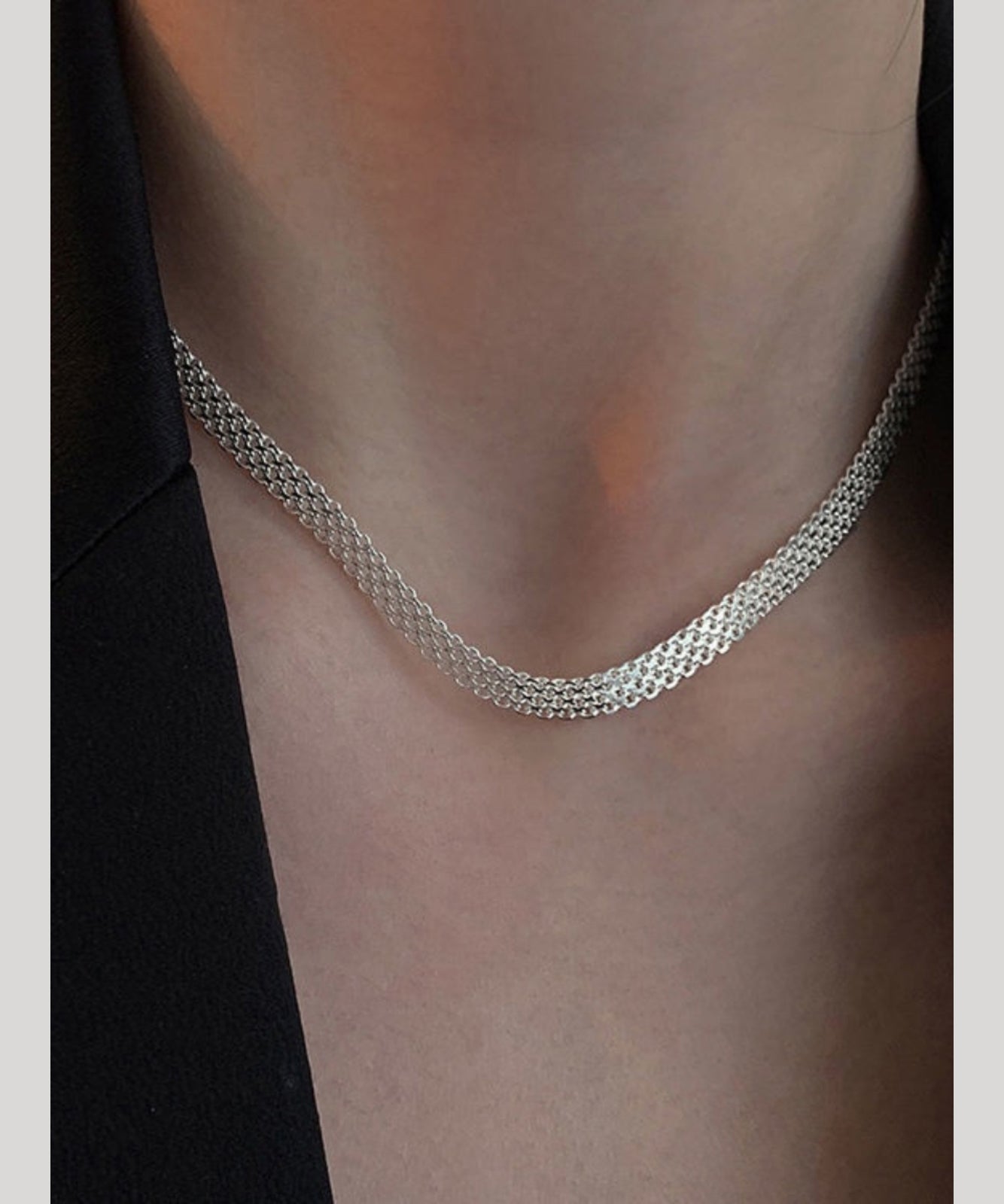 Collier simple tissé à la main en argent sterling blanc GEM585