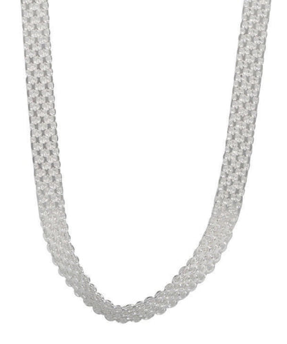 Collier simple tissé à la main en argent sterling blanc GEM585