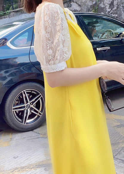 Pants Yellow Pockets Cotton Simple Sleeveless Solid Jumpsuit