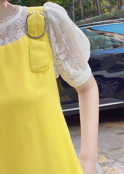 Pants Yellow Pockets Cotton Simple Sleeveless Solid Jumpsuit