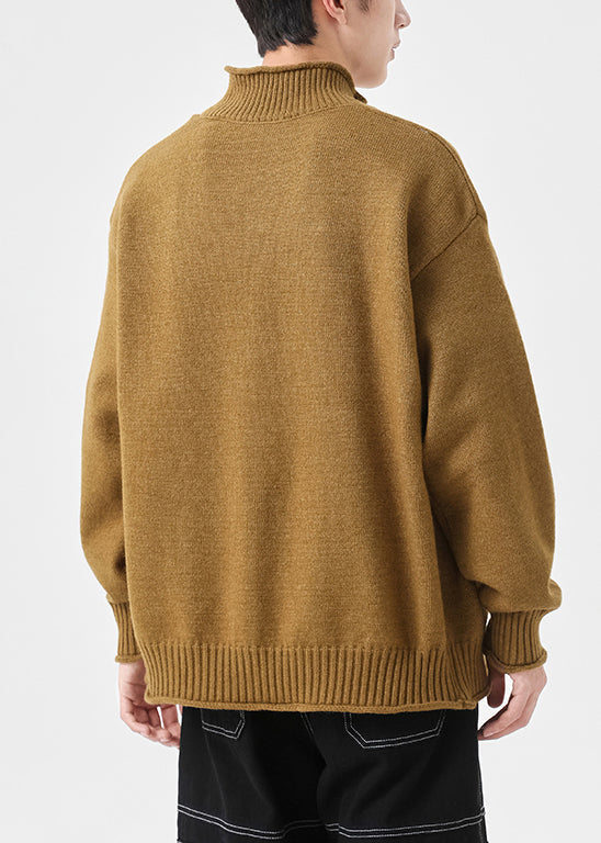 Up Yellow Cardigans Solid Simple Spring Zip Knit Mens