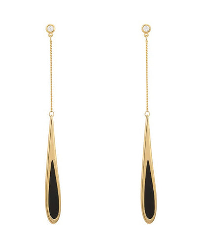 Earrings Drop Copper Alloy Black Water Skinny Gold