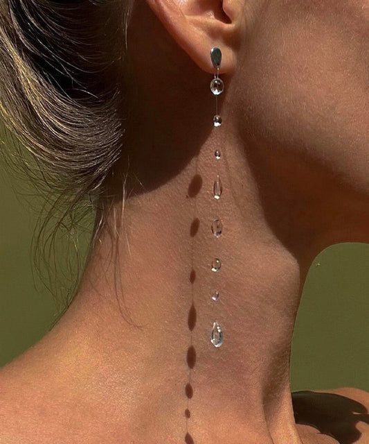 Dewdrop Nude Water Drop Stud Tassel Suspended Skinny Alloy