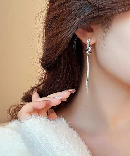 Skinny Silk Copper Alloy Tassel Drop Earrings QZ017