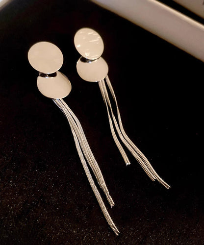 Drop Metal Sequins Earrings Tassel Silk Skinny