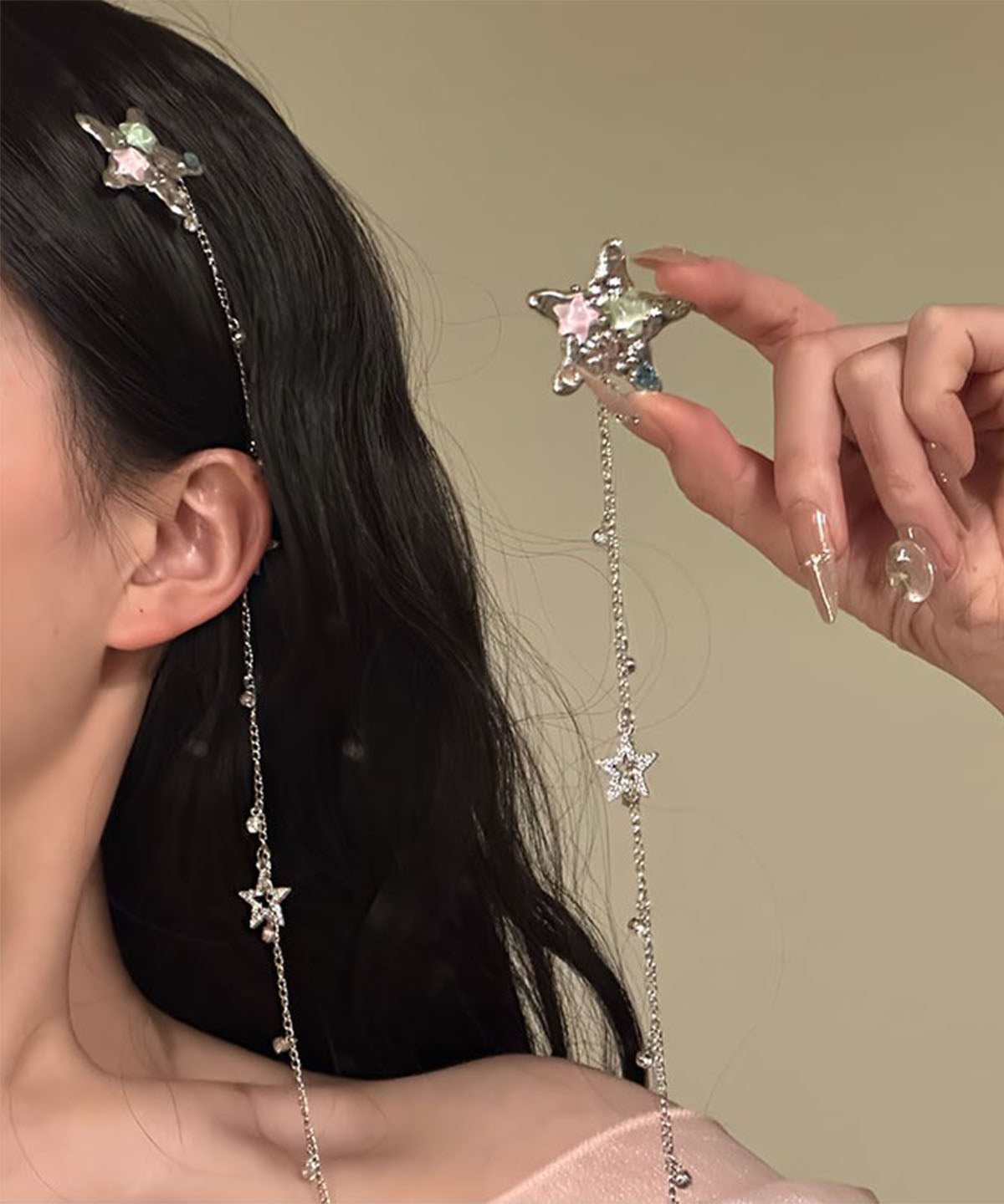 Pentagram Silk Stainless Hairpin Tassel Steel Skinny