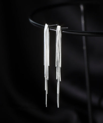 Skinny Silk Sterling Silver Overgild Tassel Drop Earrings WZ001