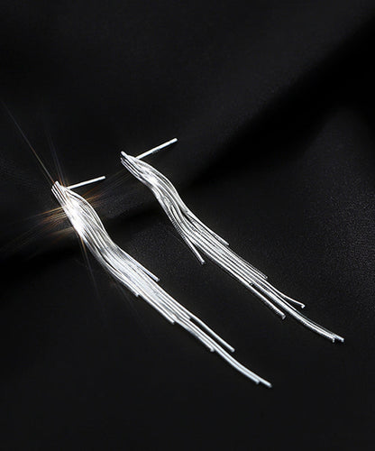 Skinny Silk Sterling Silver Overgild Tassel Drop Earrings WZ001