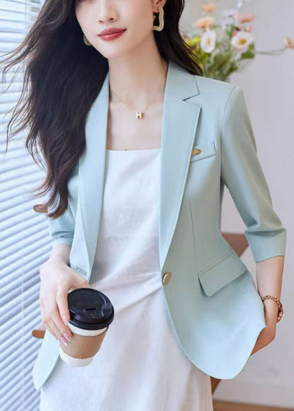 Sky Blue Spandex Jackets Notched Half Sleeve YJ055